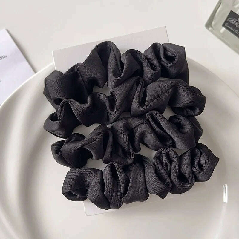 3/4/5 PCS Satin Pleated Scrunchies Elastic Hair Bands