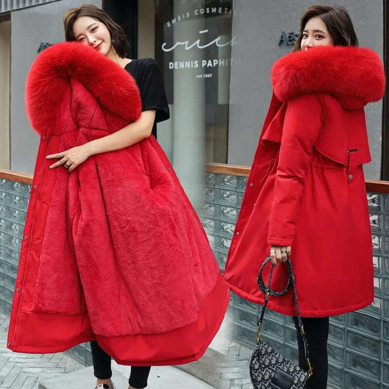 2024 Winter Parka – Hooded, Wool Liner, Fur Collar, Padded, 6XL