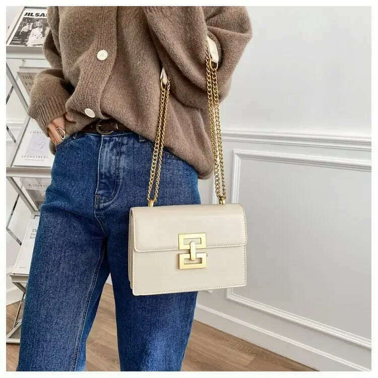 Square Chain Crossbody Bag for Women Elegant PU Handbag