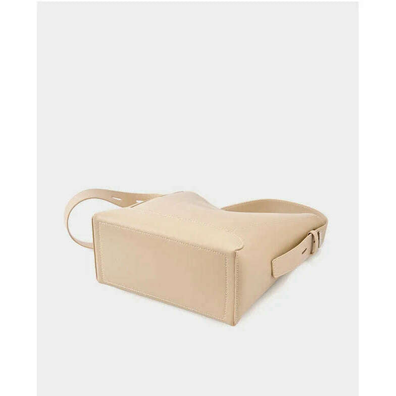 Minimalist Brown Leather Bucket Bag - Sleek and Structured