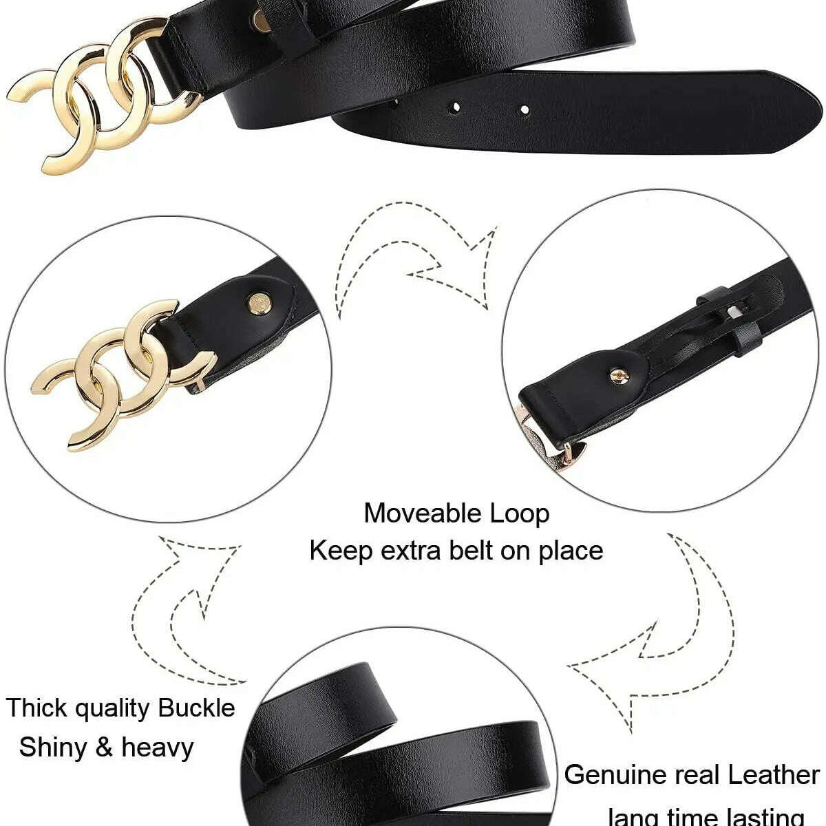 Genuine Leather Decorative Thin Women's Belt