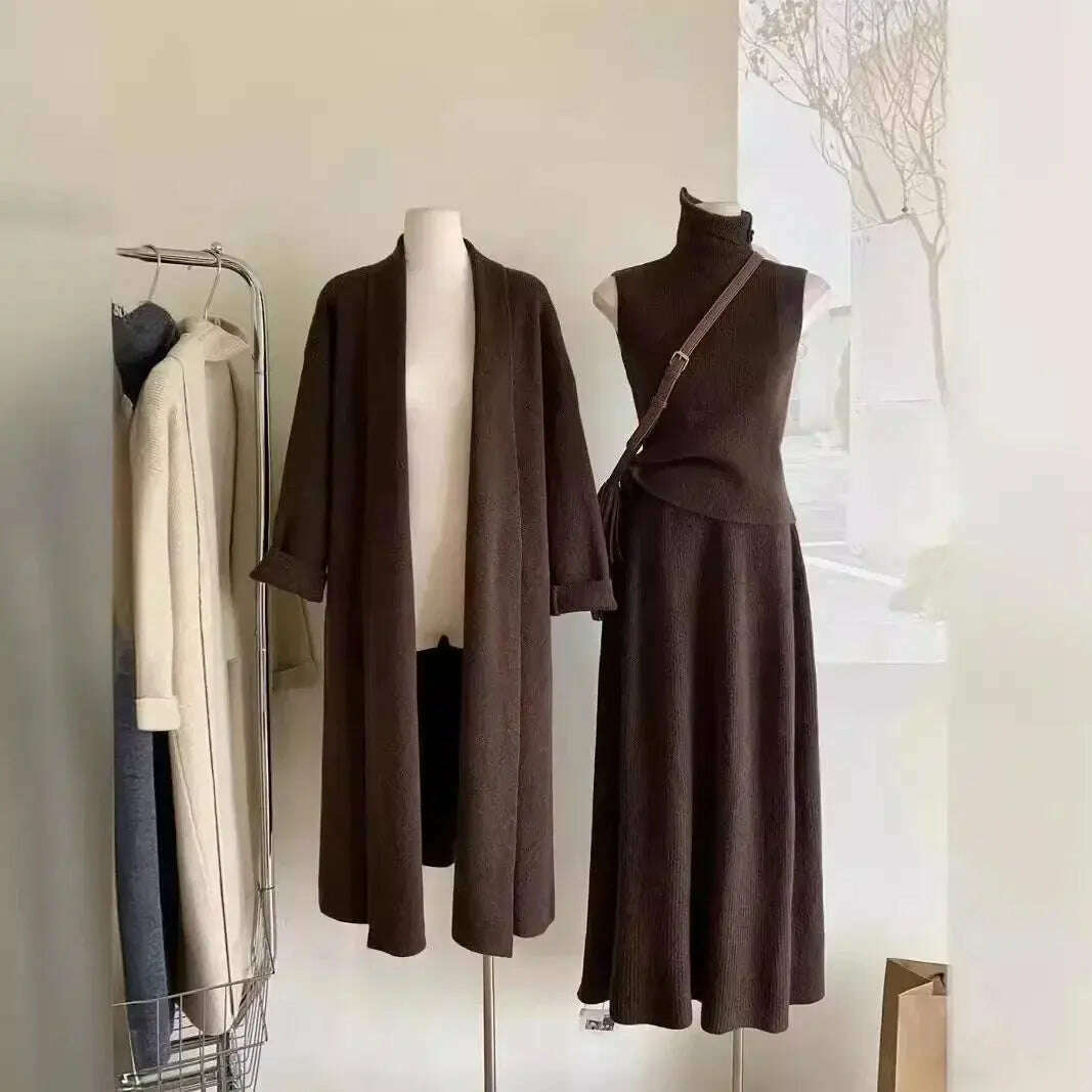 Women’s 3-Piece Set – Knit Sweater, Vest, High Waist Skirt, Casual Morocco Style - D&M Boutique