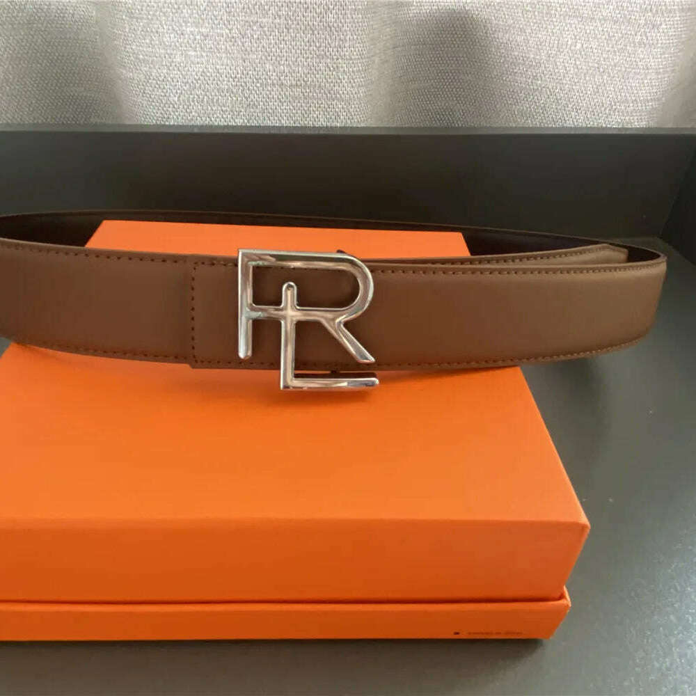 High-Quality Split Leather 3.8cm Belt with Metal Buckle