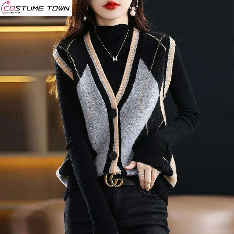 2024 Women's Casual Korean Style Knitted Cardigan Vest - D&M Boutique