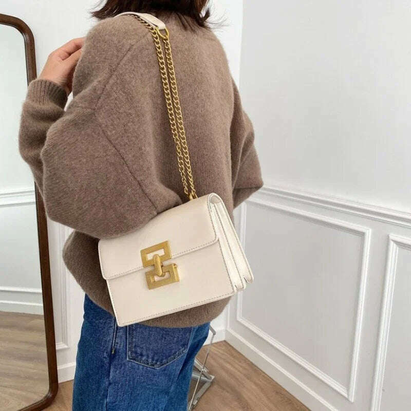 Square Chain Crossbody Bag for Women Elegant PU Handbag