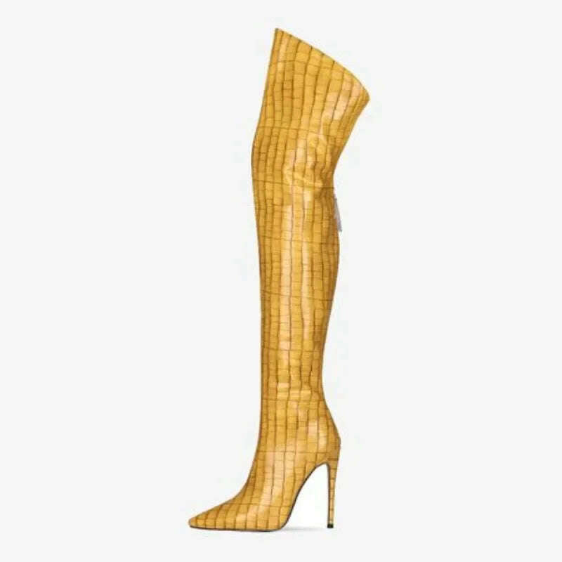 2024 High-heeled Pointed Knee High Boots with Zipper