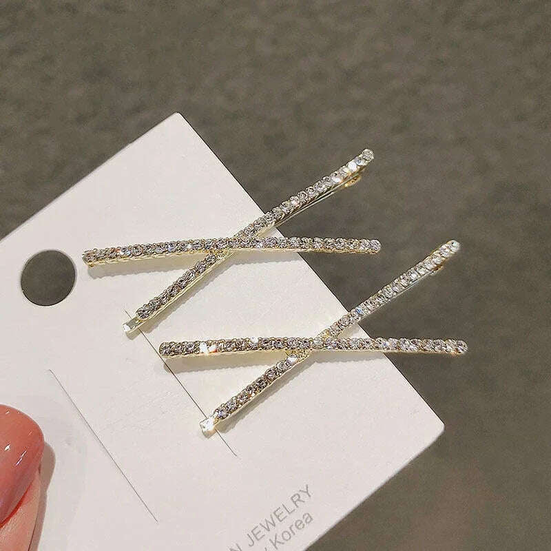 2pcs Cross Crystal Hairpins Rhinestone X Hair Clips