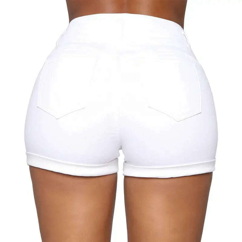 Liooil High Waist Jean Shorts – Stretchy, Cuffed, Casual - D&M Boutique