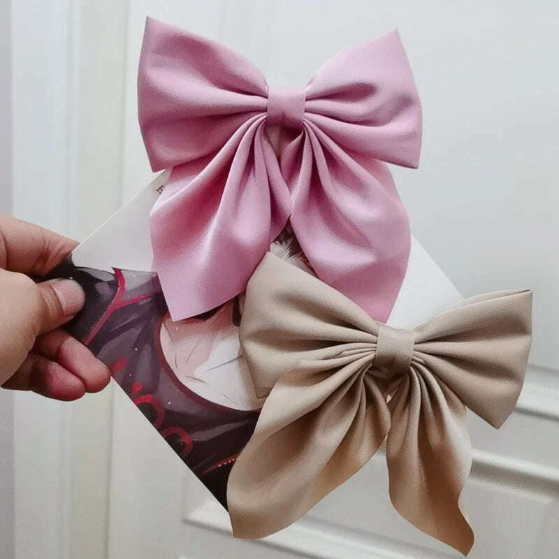 Solid Color Satin Bowknot Hair Clips