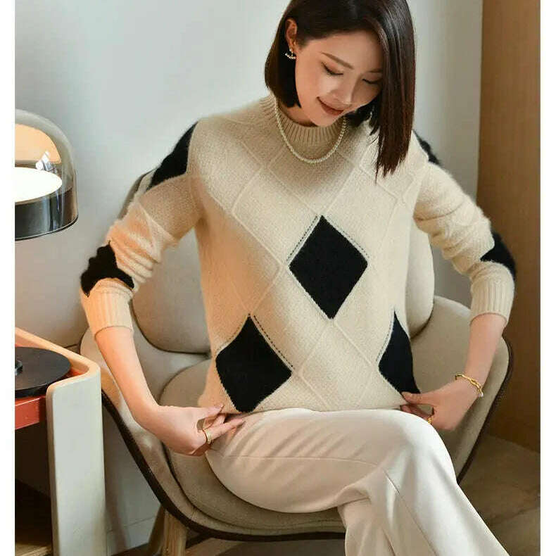 100% Wool O-Neck Sweater: Women’s Autumn/Winter Pullover - D&M Boutique