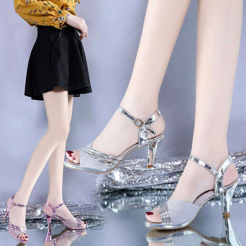 British Style Open-Toe High Heels – Buckle Strap