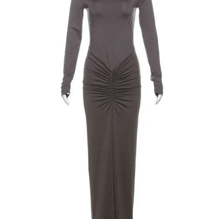 TOSSY Pleated High-Waist Maxi Dress