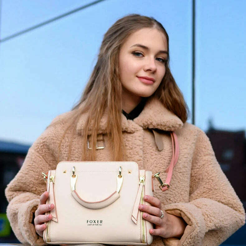 FOXER Split Leather Crossbody Bag Elegant & Spacious