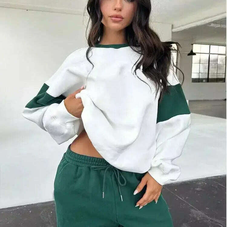 2024 Winter Colorblock Two-Piece Tracksuit: Sweatshirt & Pants - D&M Boutique