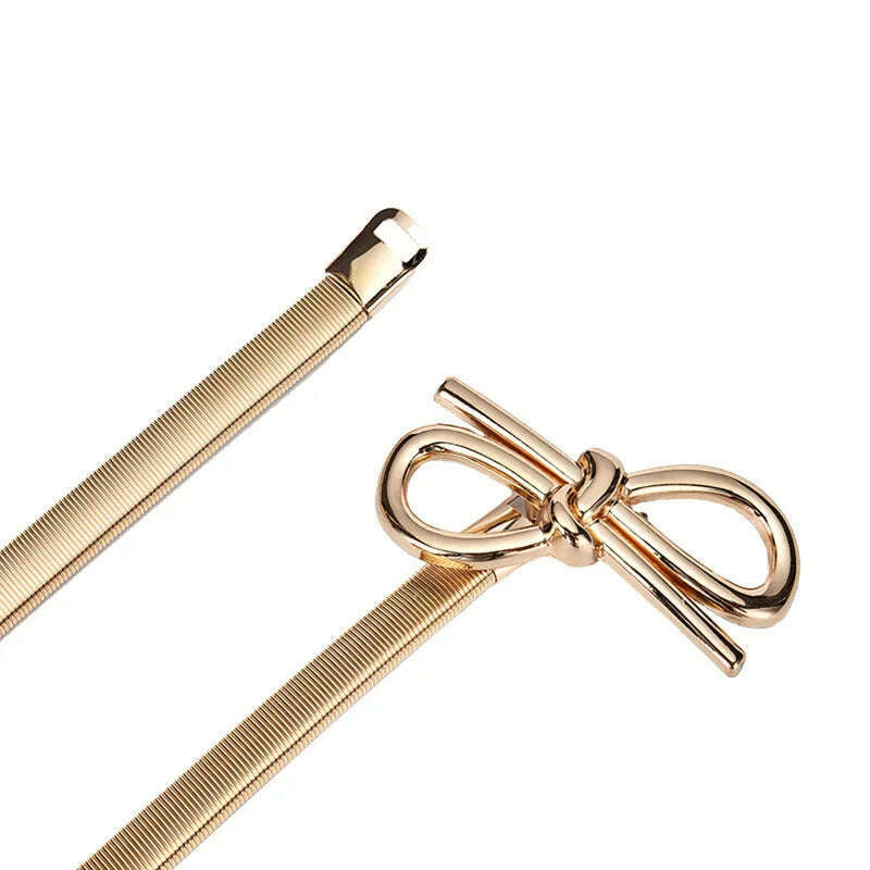 Gold & Silver Leaf Metal Women's Belt – Elastic Waist Seal