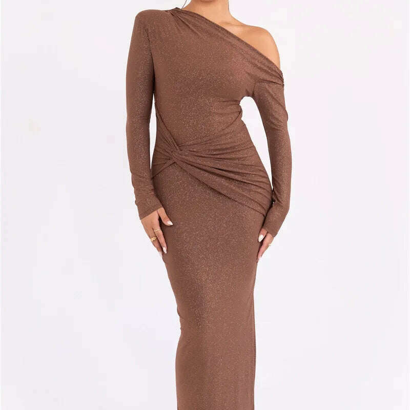 Mozision Sparkle Long Sleeve Sexy Maxi Dress for Women