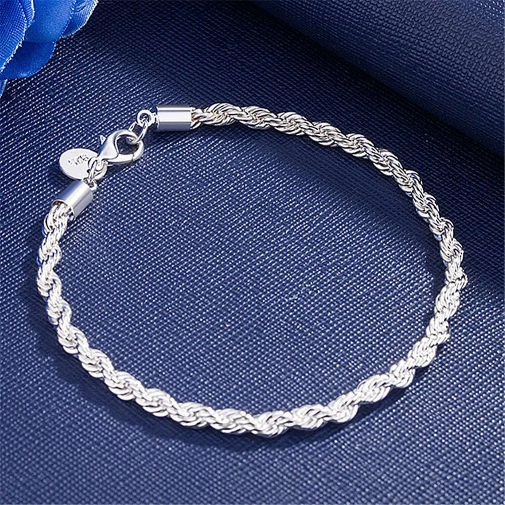 Fine 925 Sterling Silver Star Chain Bracelet for Women