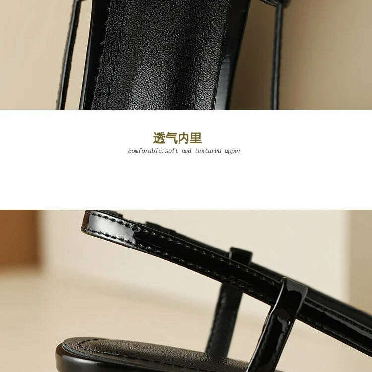 Patent Leather Pointed Toe Slingback Mid-Heel Sandal