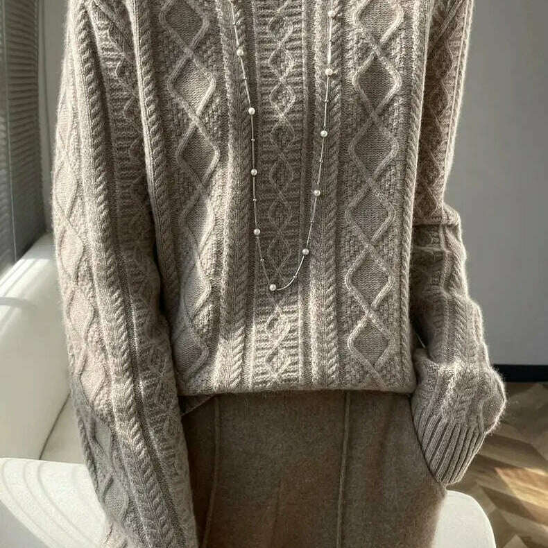 DjzDsm Turtleneck Sweater: 100% Merino Wool, Check Knit - D&M Boutique