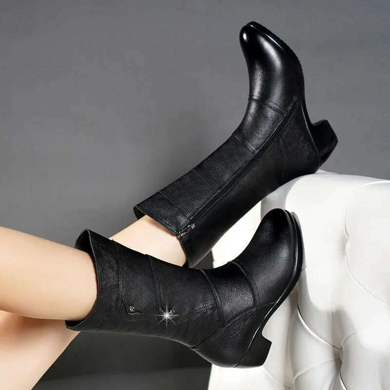 SBIP Mid-Calf Leather Boots