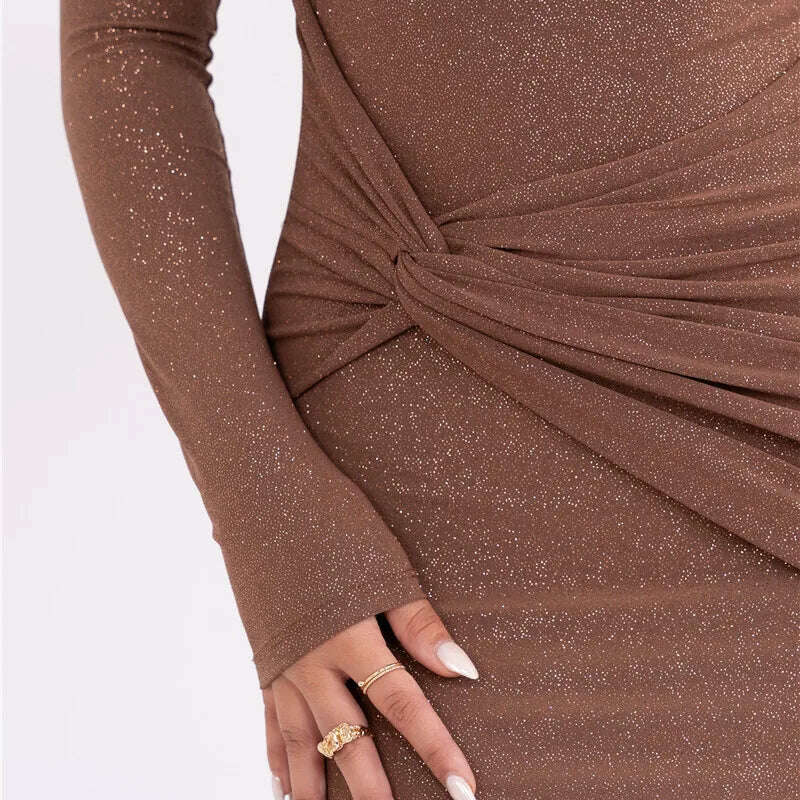 Mozision Sparkle Long Sleeve Sexy Maxi Dress for Women