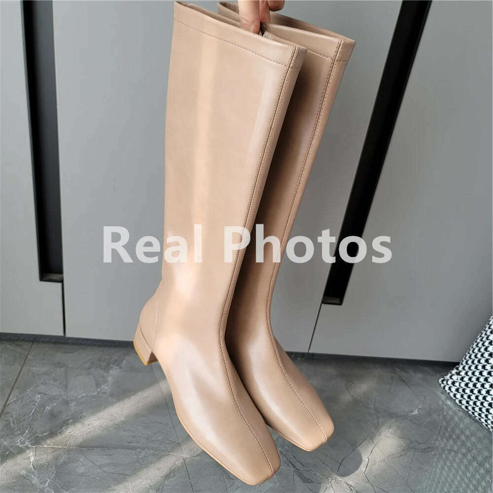 FEDONAS Women's Leather High Heel Boots