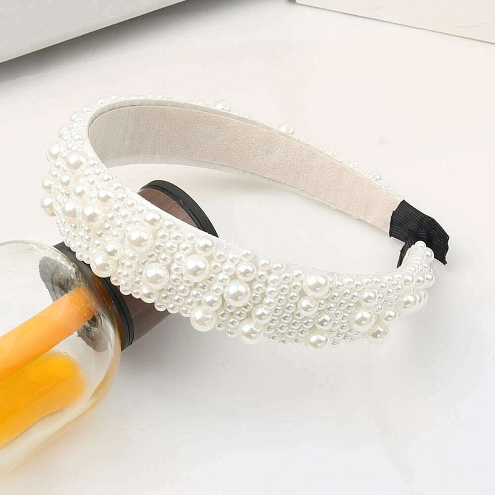 Hair Hoop with ABS Pearl Decoration for Women