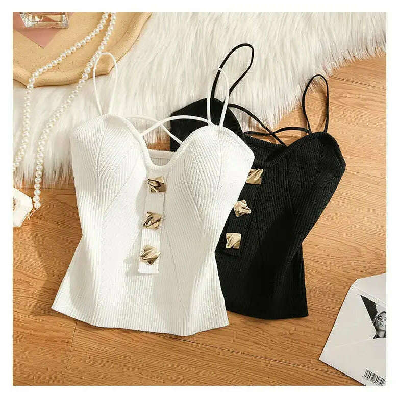 Knitted Camisole Tank Top: Women's Summer Outerwear - D&M Boutique