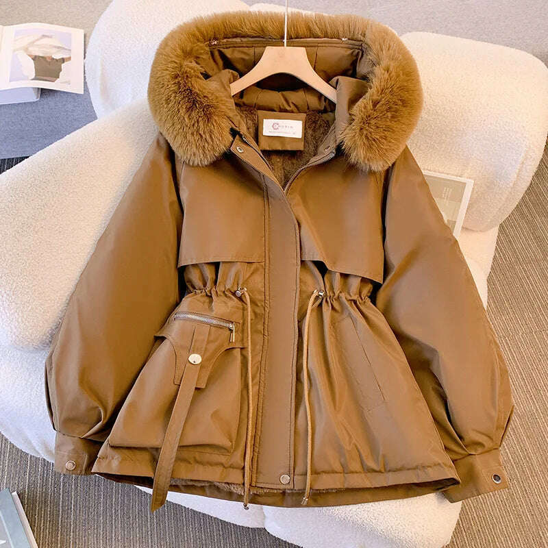 Cotton-Padded Parka – Hooded, Zipper, Drawstring Coat - D&M Boutique