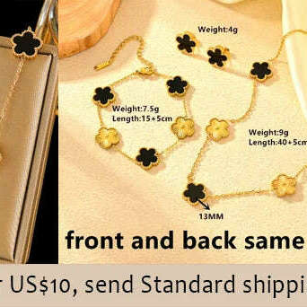 EILIECK 316L Stainless Steel Black Five Leaf Clover Pendant Necklace For Women Fashion New Party Gift Neck Chain Jewelry Collar