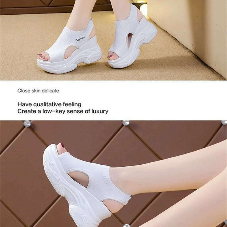 Summer Wedge Heel Sandals - Elastic Cloth & Thick Sole