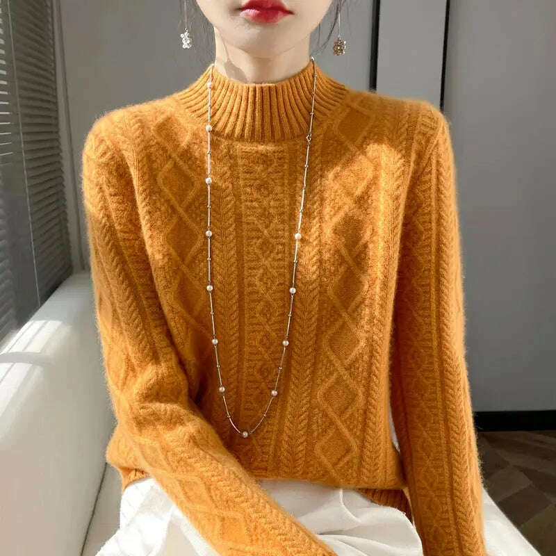 DjzDsm Turtleneck Sweater: 100% Merino Wool, Check Knit - D&M Boutique