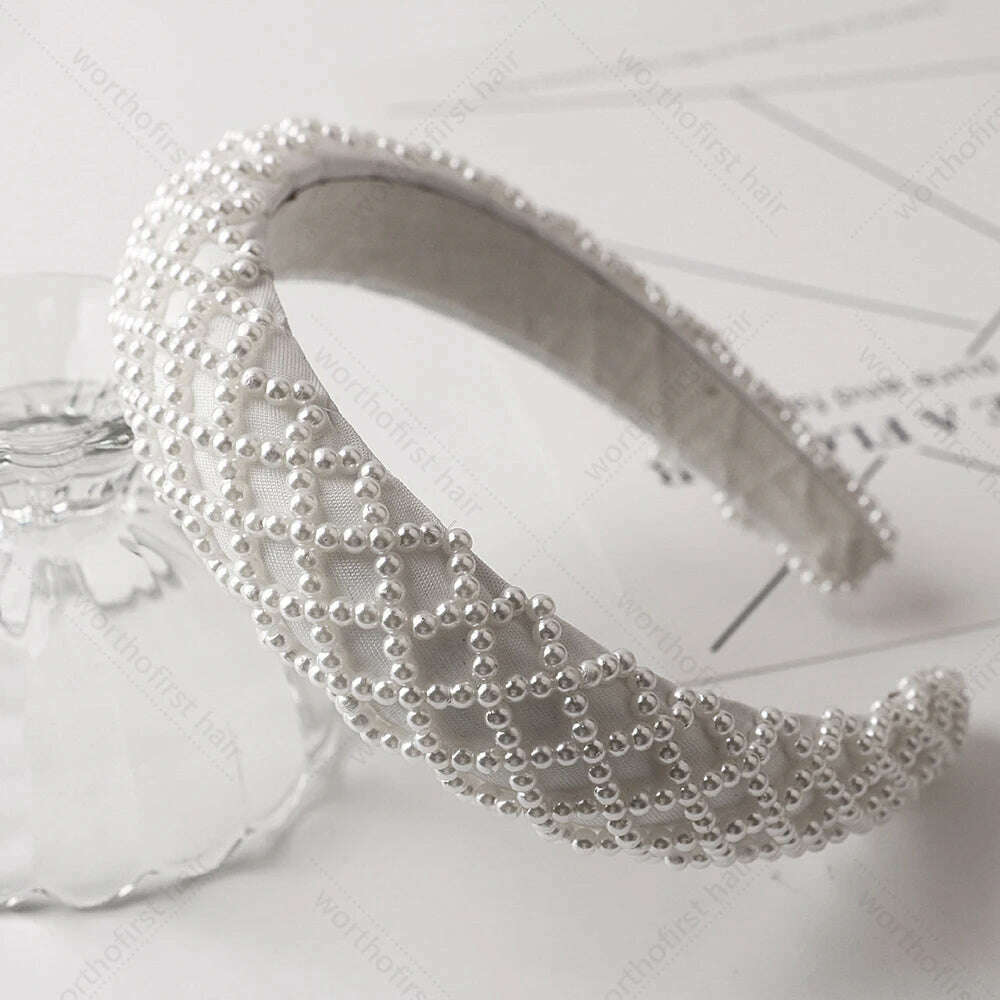 Hair Hoop with ABS Pearl Decoration for Women