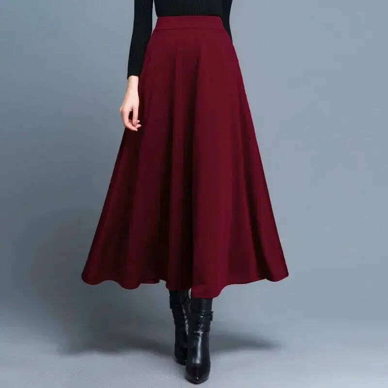 Autumn & Winter Woolen A-Line Skirt – High Waist, Big Hem - D&M Boutique