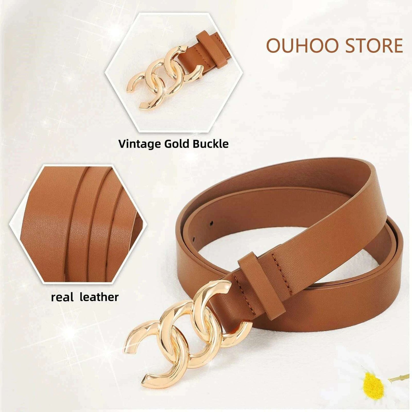 Genuine Leather Decorative Thin Women's Belt