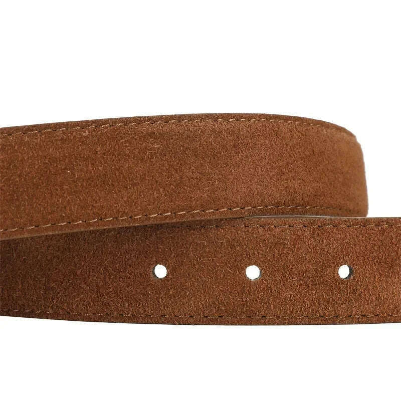 Casual Genuine Leather Belt with Gold Buckle