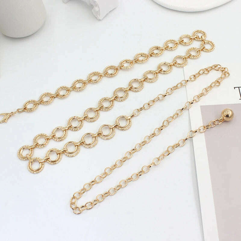 Fashion Circle Metal Waist Chain Belt – Gold & Silver