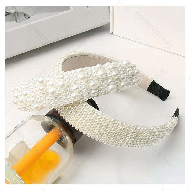Hair Hoop with ABS Pearl Decoration for Women