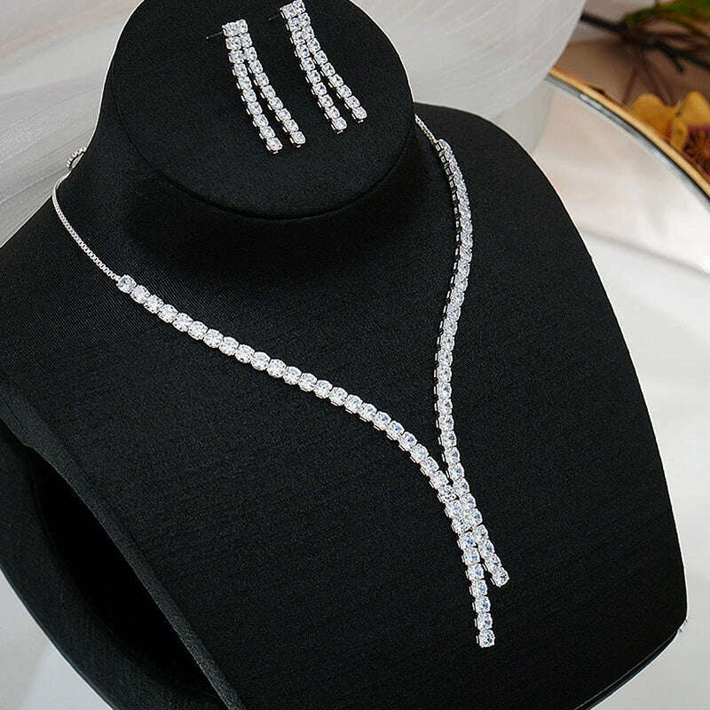 Simple Geometric Zircon Jewelry Set