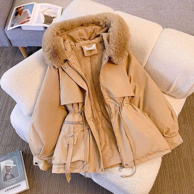 Cotton-Padded Parka – Hooded, Zipper, Drawstring Coat - D&M Boutique