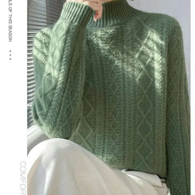 DjzDsm Turtleneck Sweater: 100% Merino Wool, Check Knit - D&M Boutique