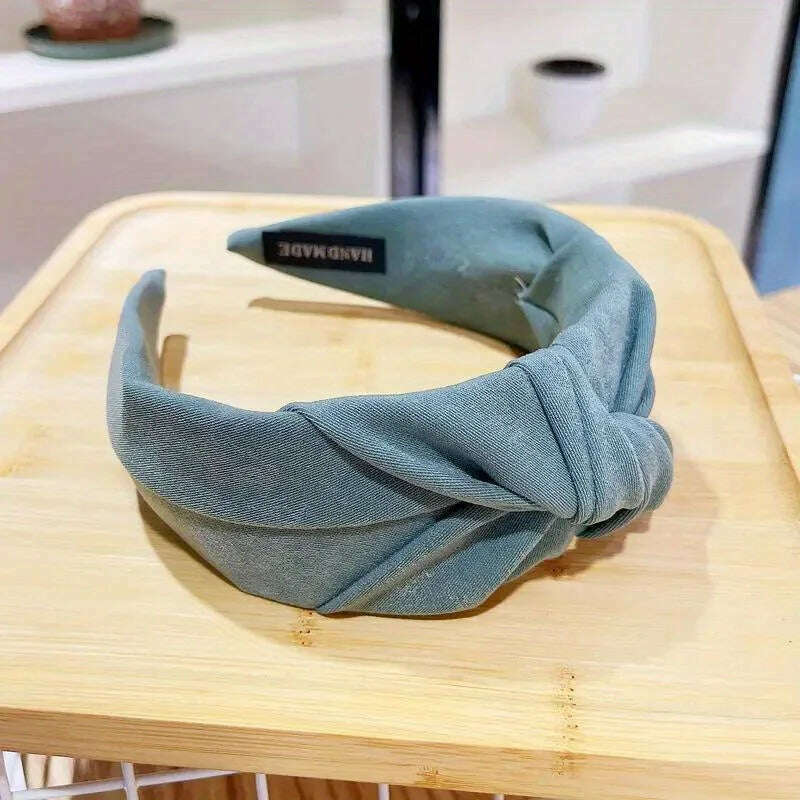 Solid Wide Knot Fabric Twist Hairbands for Women.