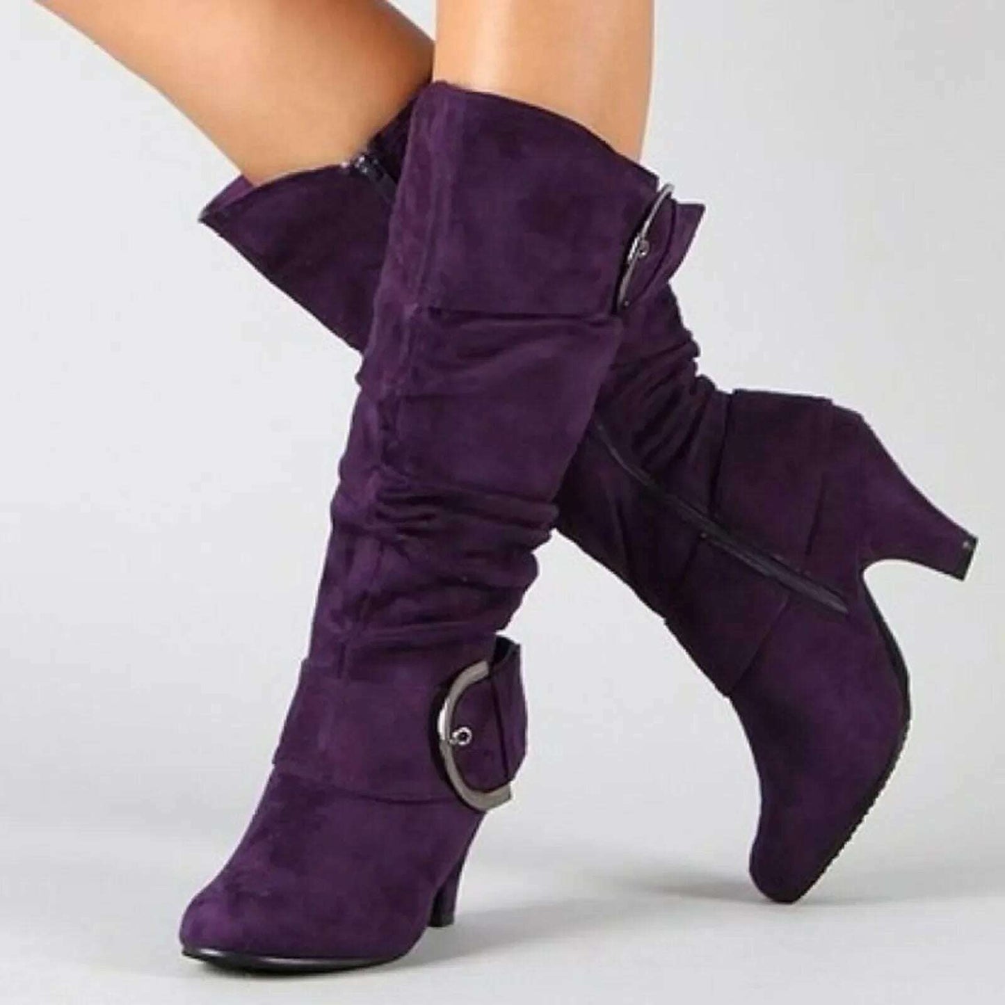 TULX Women's Retro High Heel Mid-Calf Boots