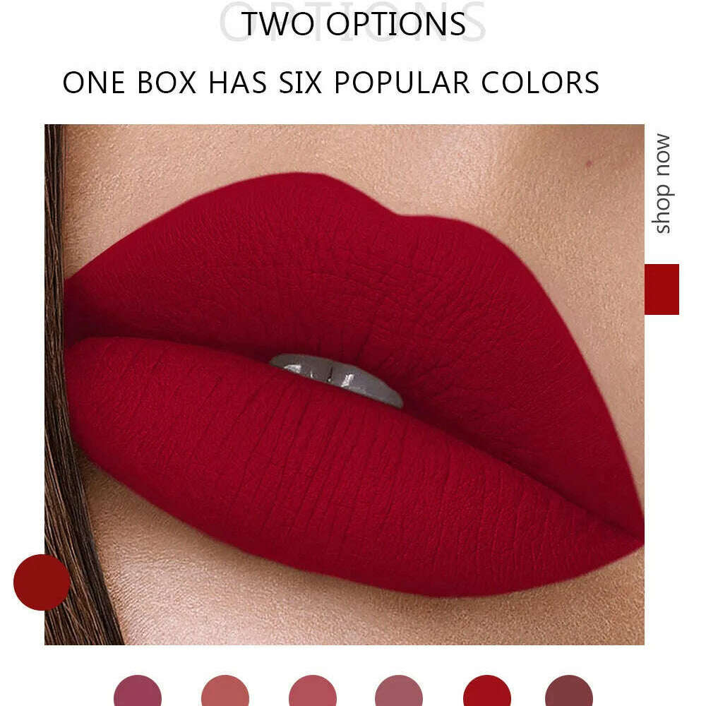 HANDAIYAN 6Pcs Velvet Matte Lip Gloss Set
