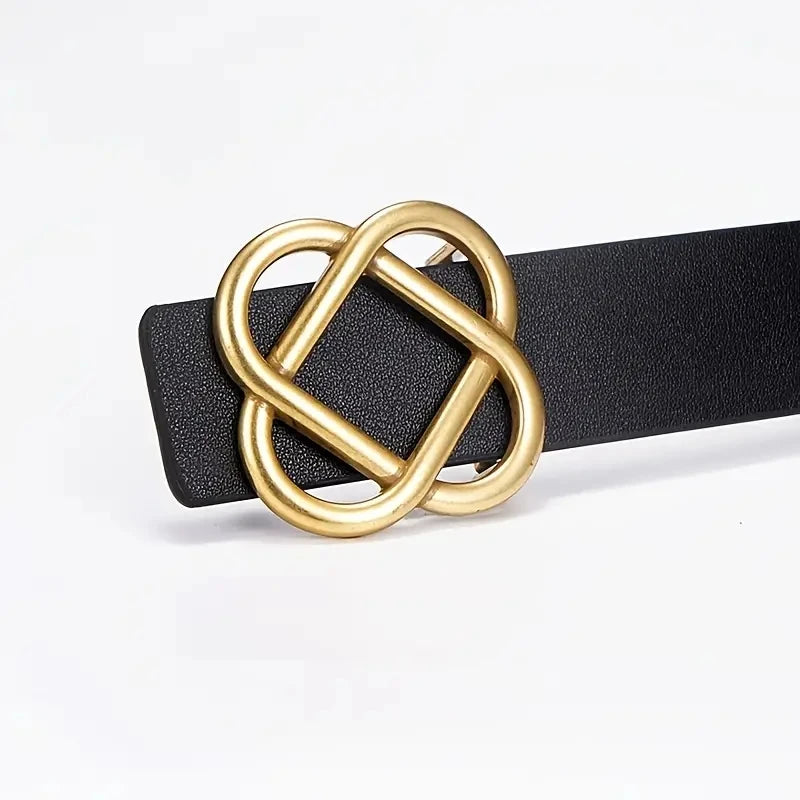 Women's Genuine Leather Belt with Flower Buckle