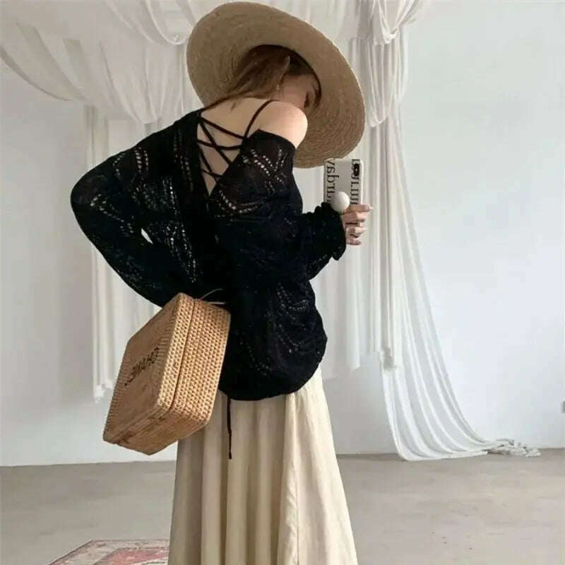 2024 Autumn/Winter Women's Sweater: Hollow Out, Long Sleeve - D&M Boutique