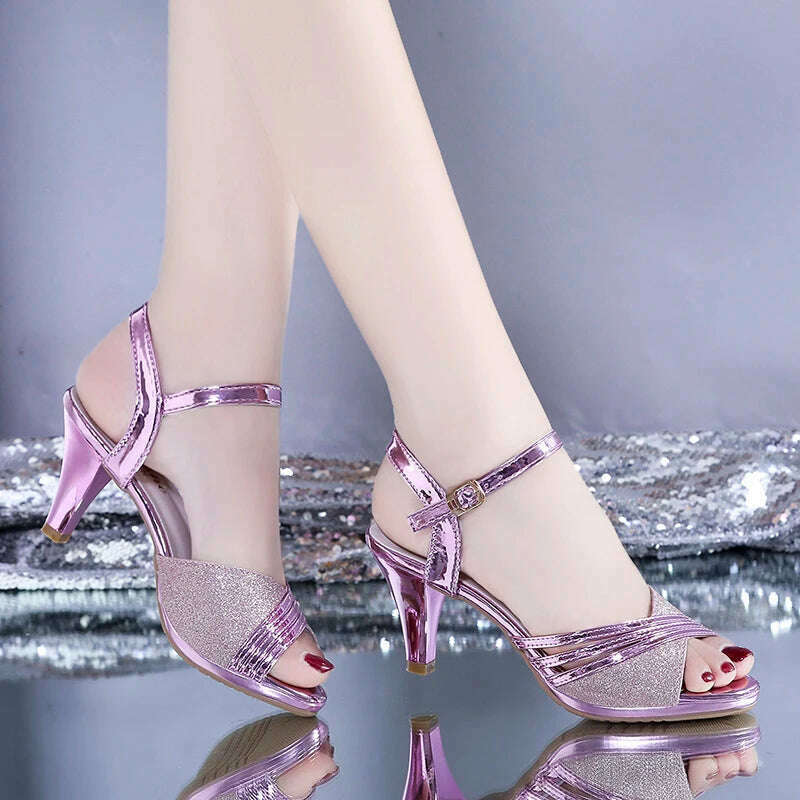 British Style Open-Toe High Heels – Buckle Strap
