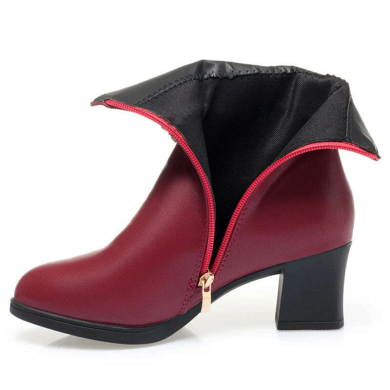 ZLMIAO SHZHANG Women’s Soft Leather Ankle Boots
