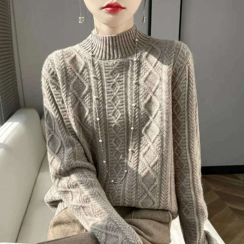 DjzDsm Turtleneck Sweater: 100% Merino Wool, Check Knit - D&M Boutique
