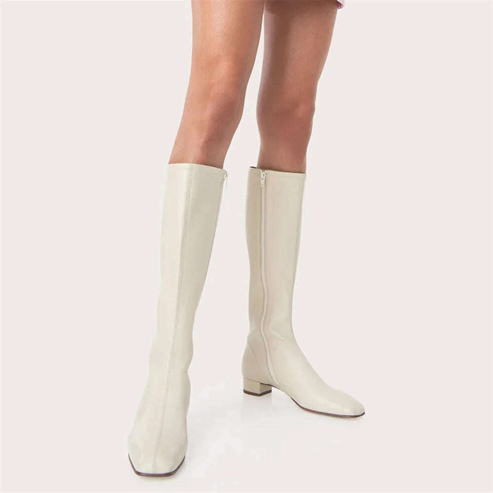 FEDONAS Women's Leather High Heel Boots